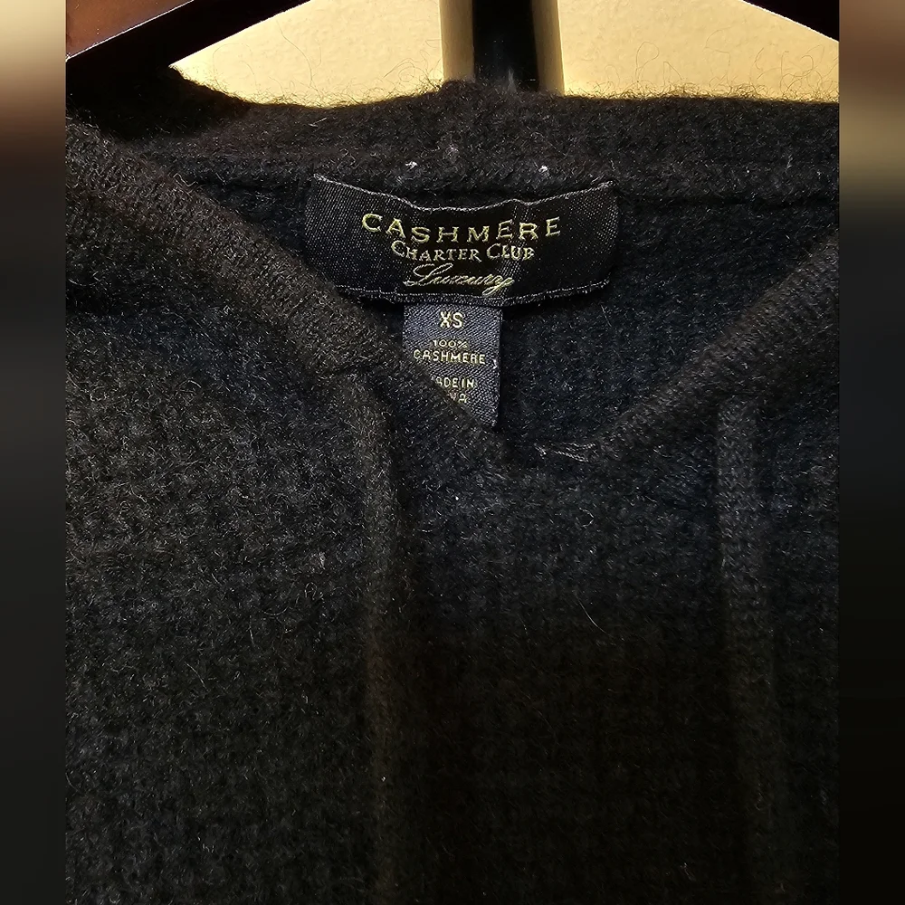Charter Club Cashmere Luxury Waffle Knit Hooded Sweater - Picture 3 of 5